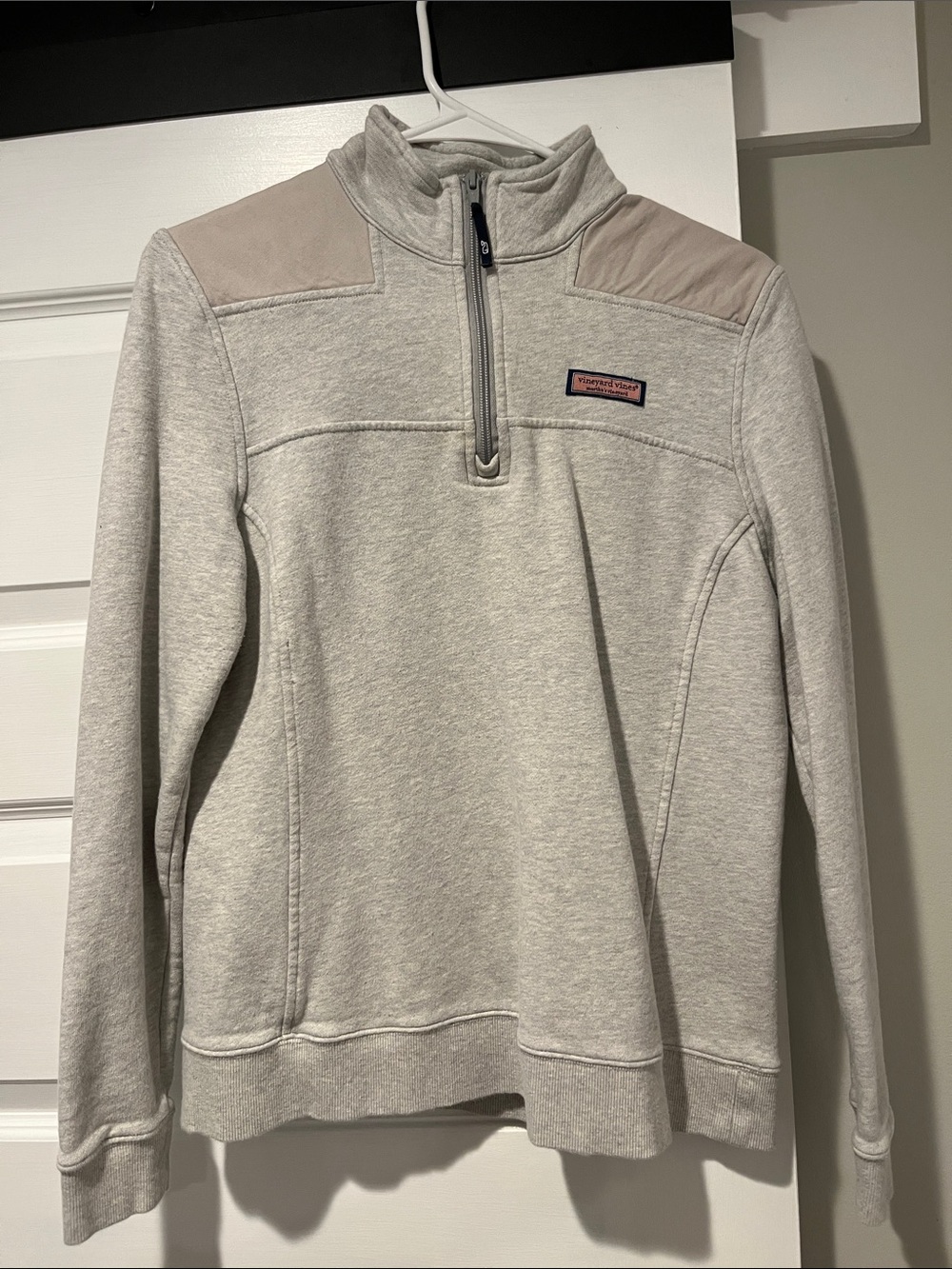 Vineyard Vines Light Gray and Tan Half-Zip Pullover